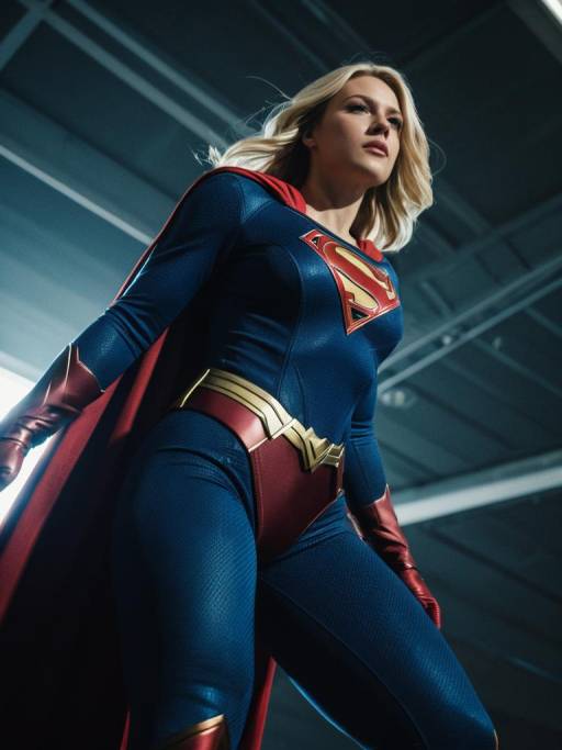 Woman in Supergirl Costume Heroic Pose