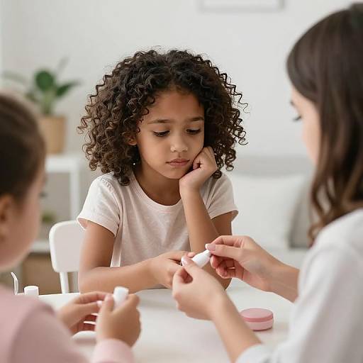 Sad Girl Excluded from Manicure