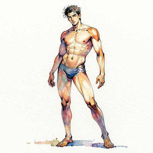 Vibrant Watercolor Male Body Outline