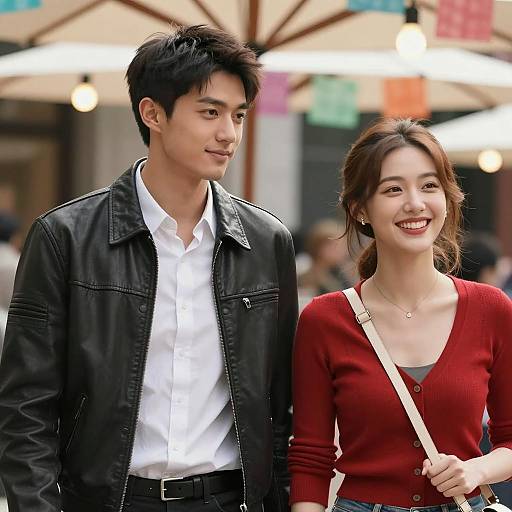 Young Couple Walking Outdoors