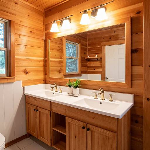 Cozy Wooden Cabin Bathroom Interior