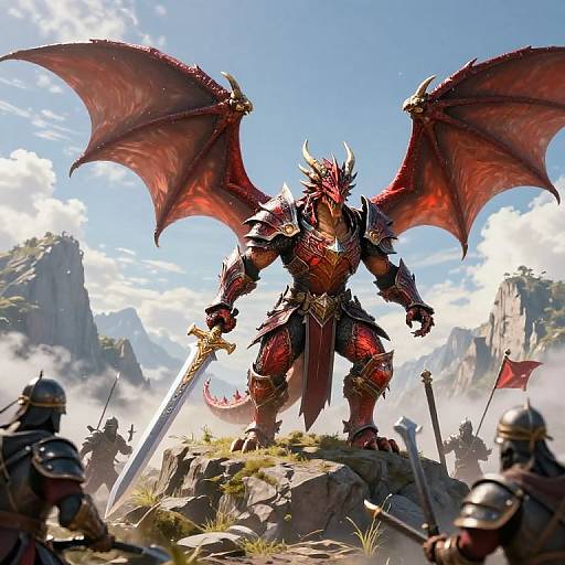 Dragon Knight Battling Ancient Soldiers