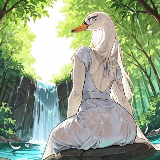 Elegant Anthro Swan in Sacred Forest
