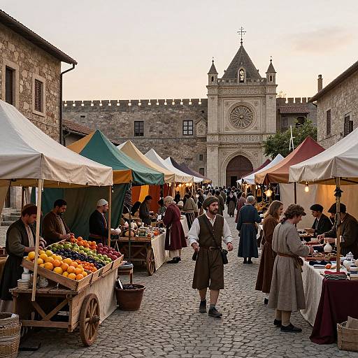 Vibrant Medieval Marketplace Scene