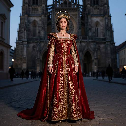 Regal Woman in Ornate Medieval Gown