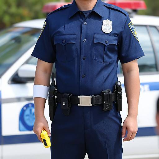 Adult in Police Costume Outdoors