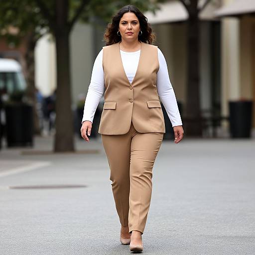 Woman in Tan Workwear Outfit