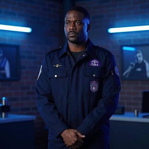 Serious Military Style Portrait in Blue