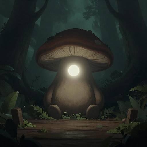 Glowing Mushroom Sentinel on Wooden Platform