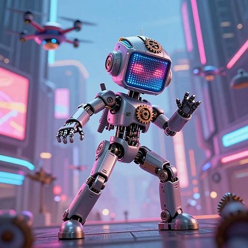 Humanoid Doll AI in Futuristic City