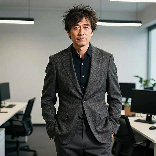 Messy Shag Hairstyle on Middle-Aged Man