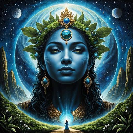 Mystical Gaia Goddess with Cosmic Background