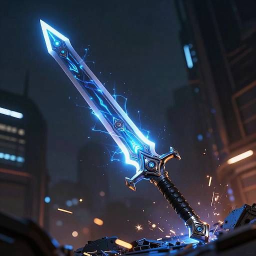 Neon Blue Energy Sword Battle