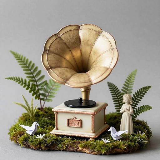 Miniature Gramophone Garden Terrarium