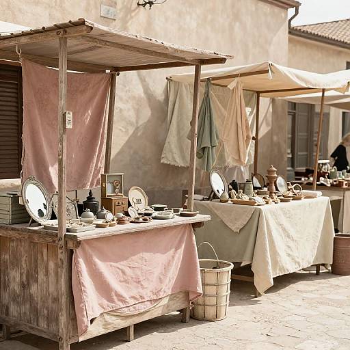 Muted Vintage Street Market Scene