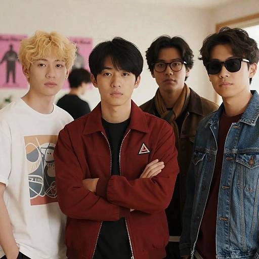 Group of Young Men Posing Indoors
