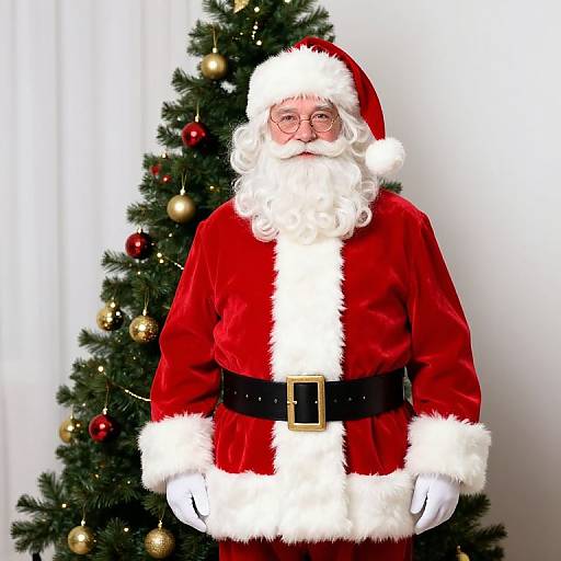 Santa Claus Portrait by Christmas Tree