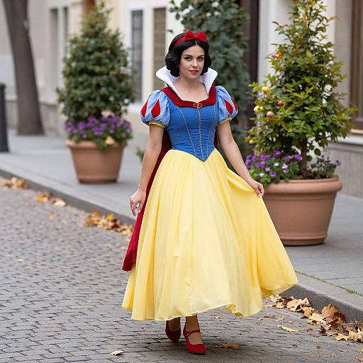 Woman in Vibrant Snow White Gown
