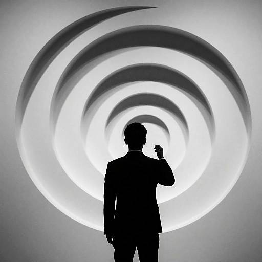 Silhouette in Front of Abstract Design