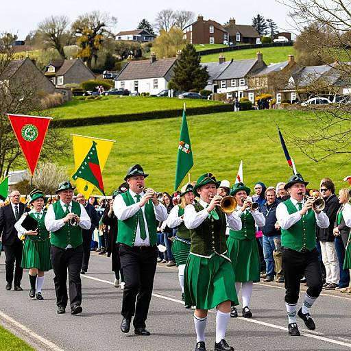 Festive Irish Parade in Historic Village