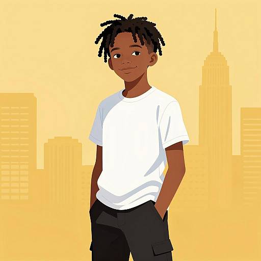 Joyful African-American Boy in Urban Setting