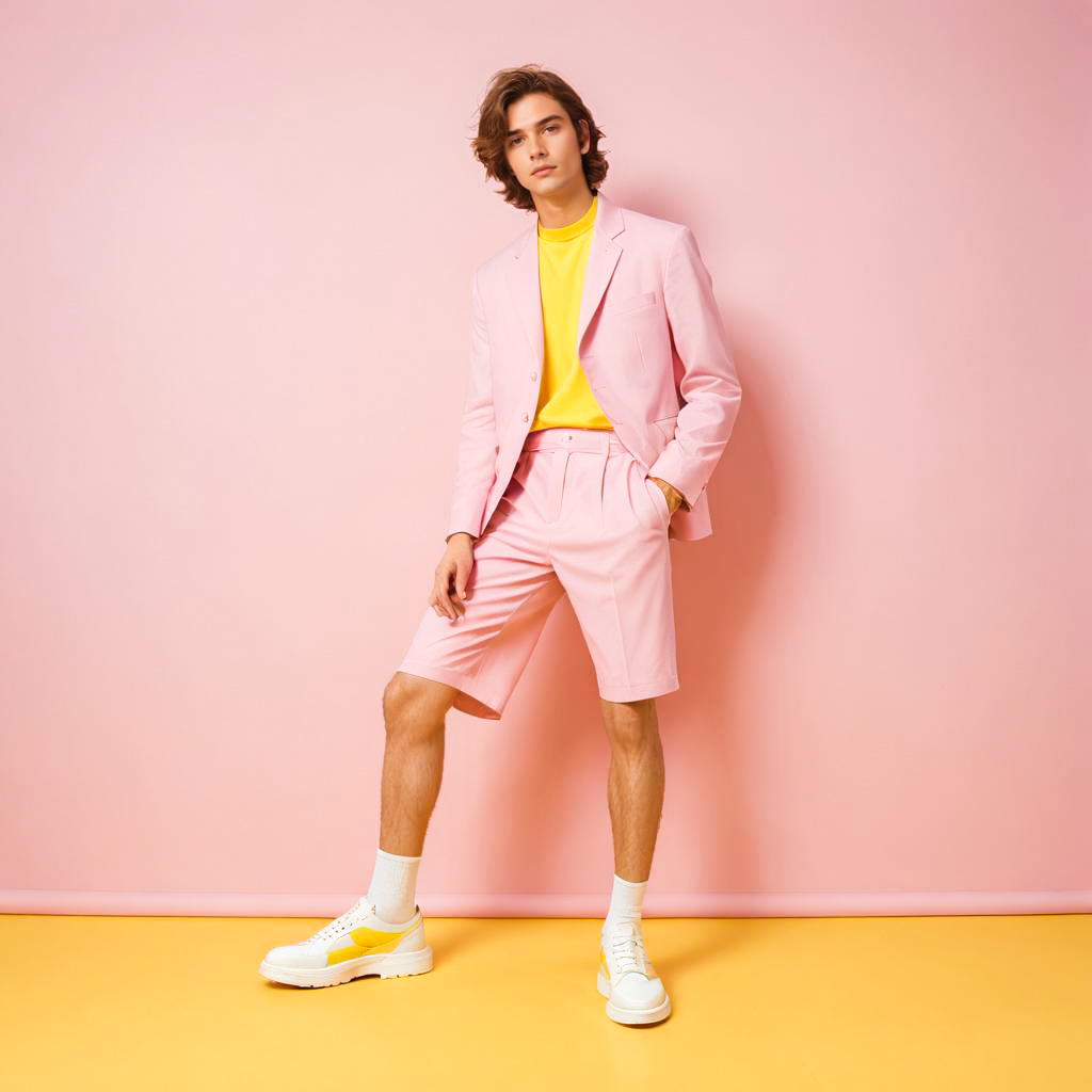 Chic Young Man in Pink Outfit