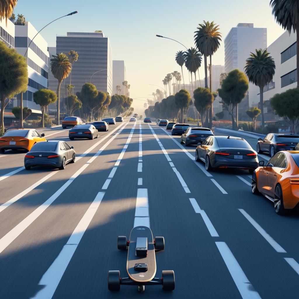 Hyper-Realistic LA Traffic with Skateboards