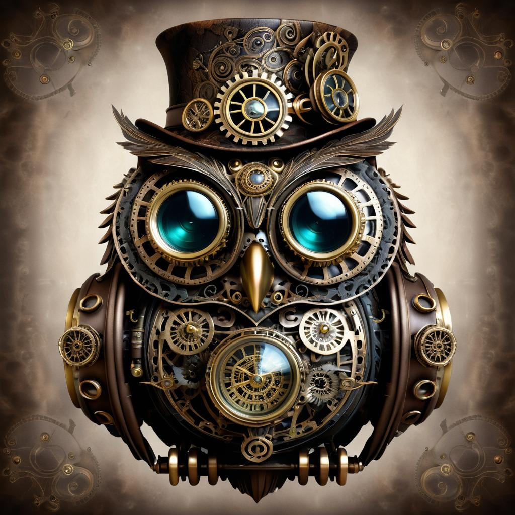 Cinematic Steampunk Owl in Detail