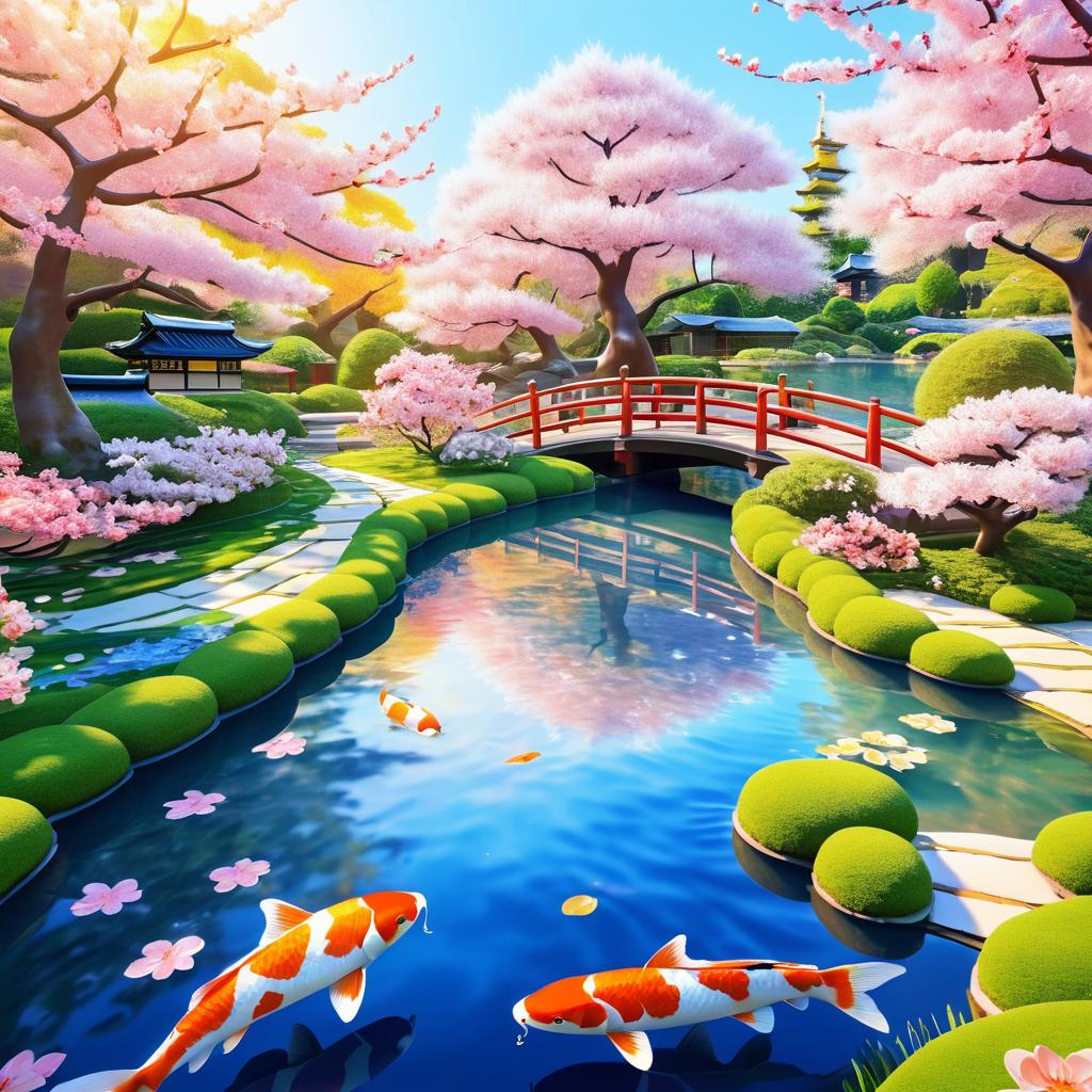 Serene Multi-Dimensional Cherry Blossom Garden