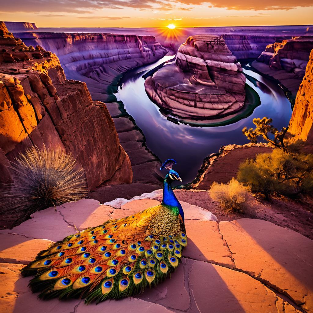 Grand Canyon Sunset with Peacock