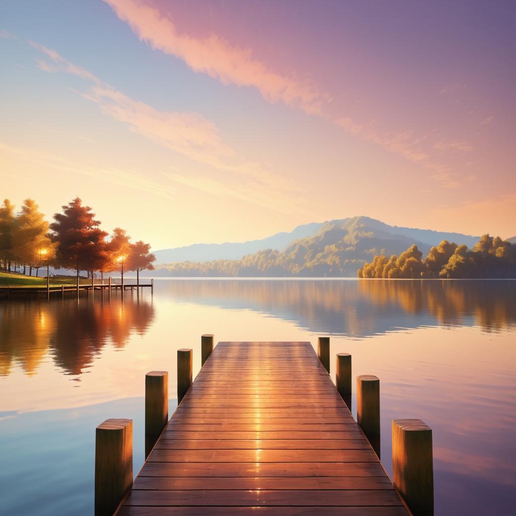 Serene Lake View with Wooden Pier