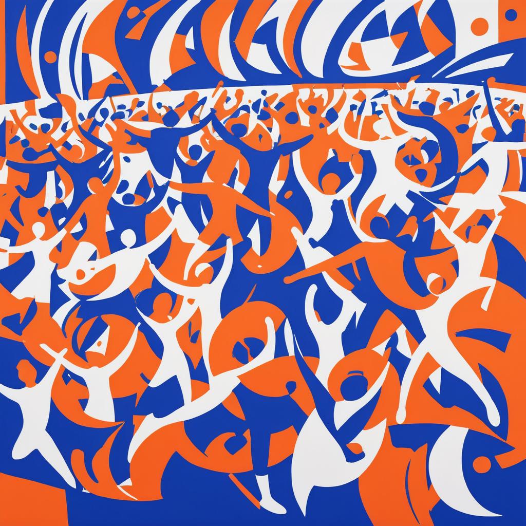 Vibrant Matisse-Inspired Sports Scene