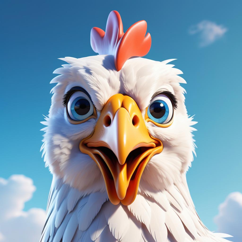 Whimsical Cartoon Chicken Face Design