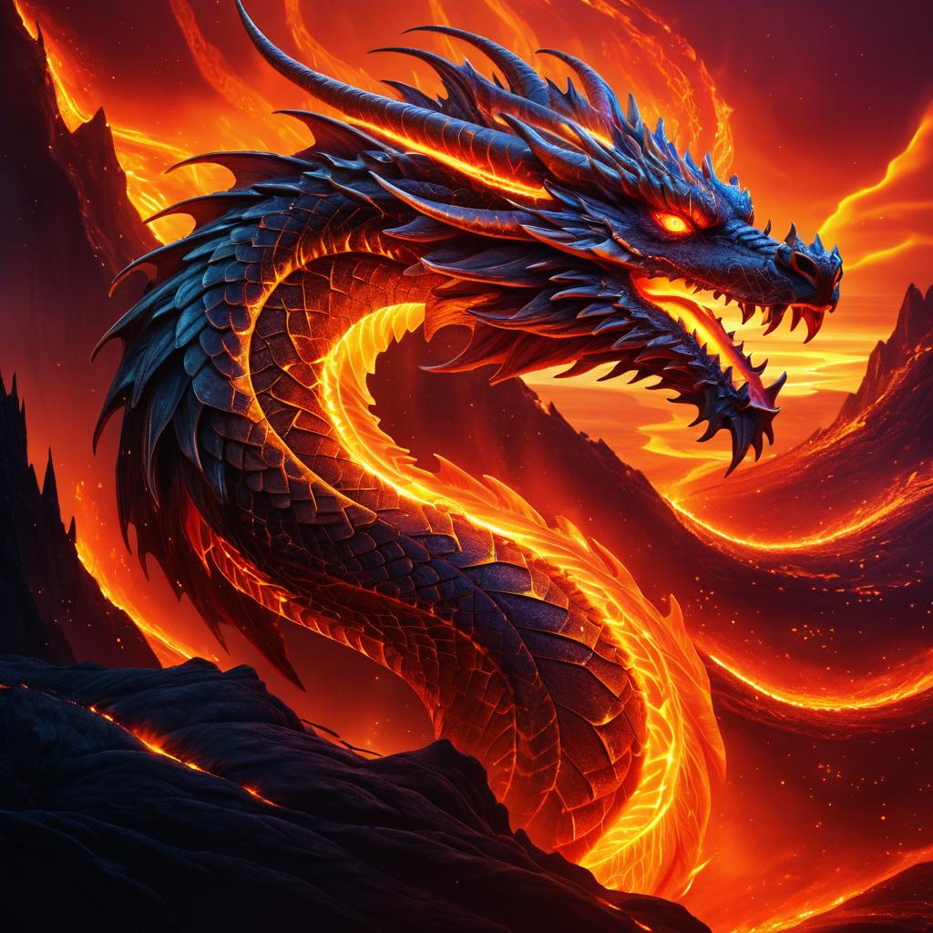 Majestic Dragon in Fiery Volcano