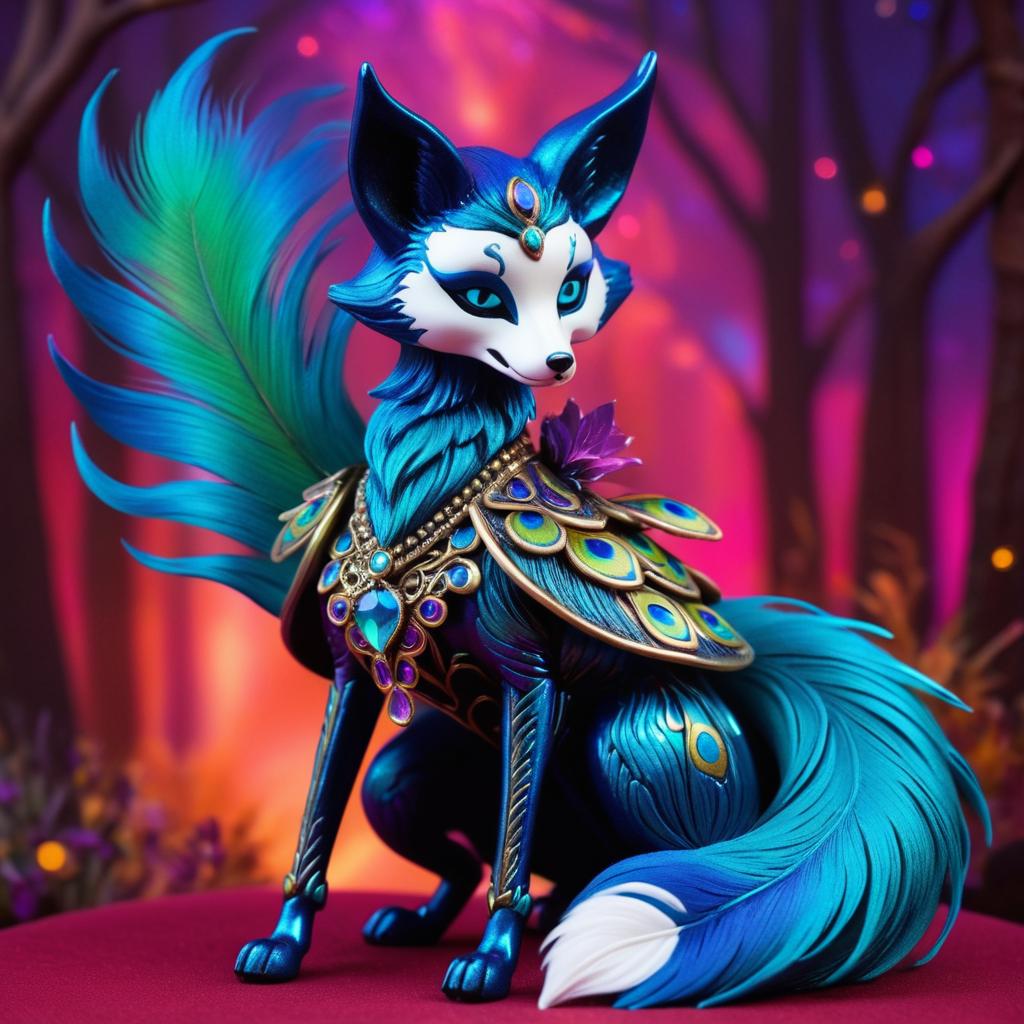 Enchanting Skeletal Fox with Peacock Flair