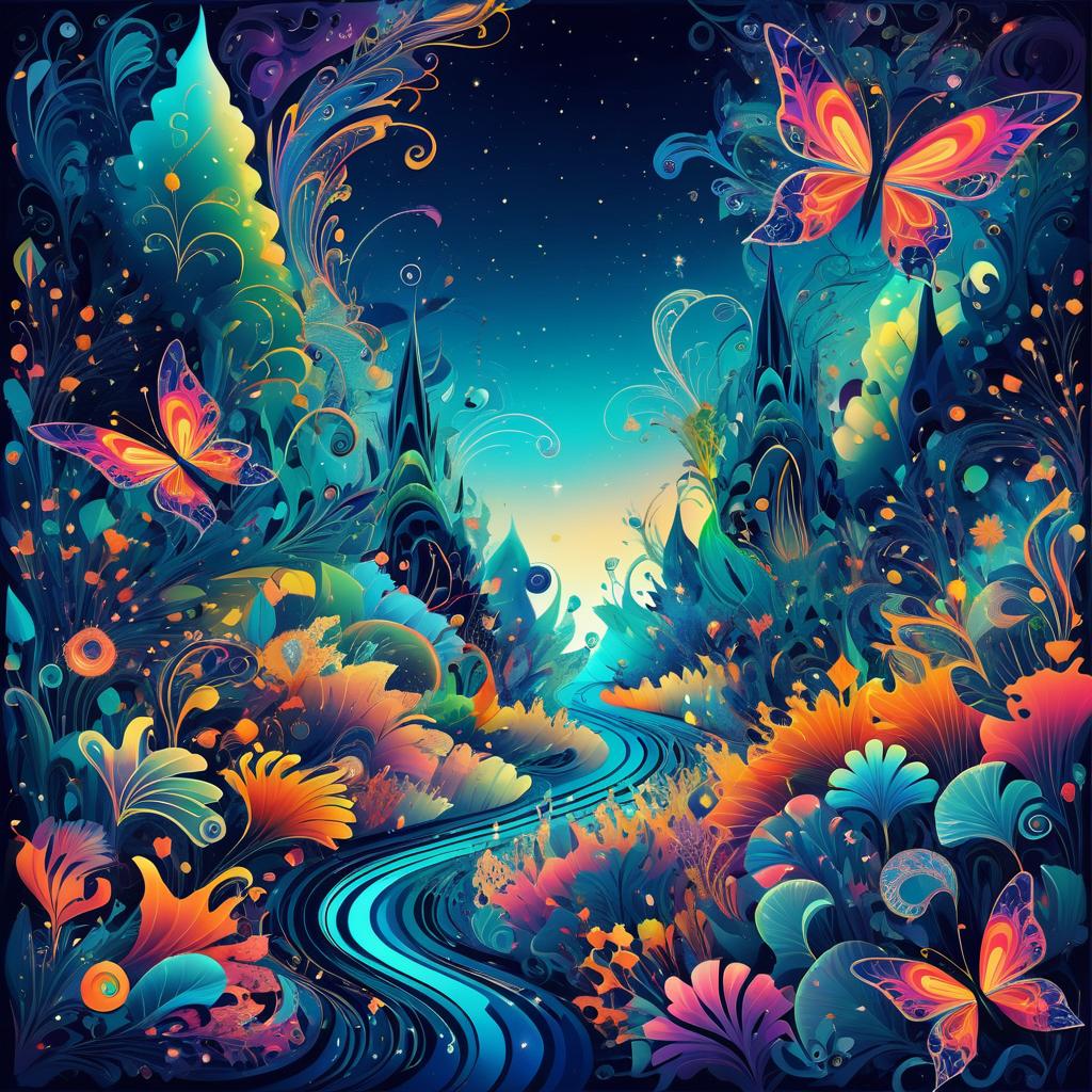 Surreal Vibrant Otherworldly Landscape Art