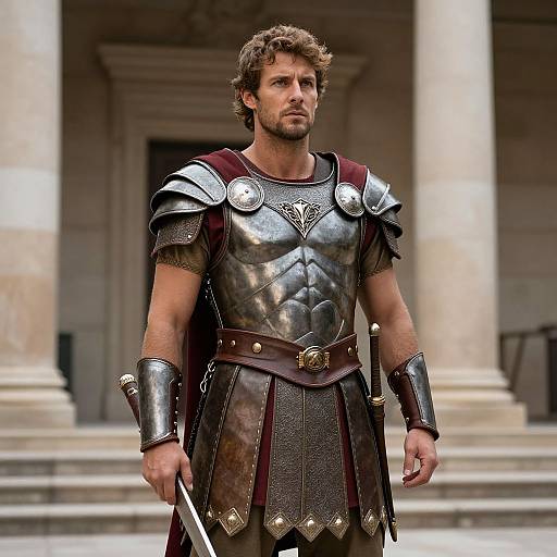 Male Gladiator in Armor Pose