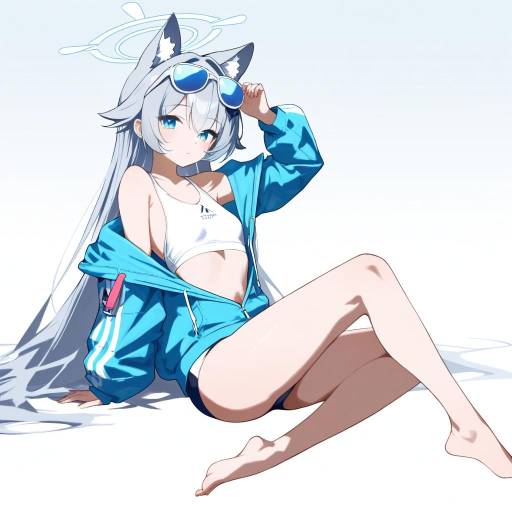 Chic Swimsuit Girl with Animal Ears