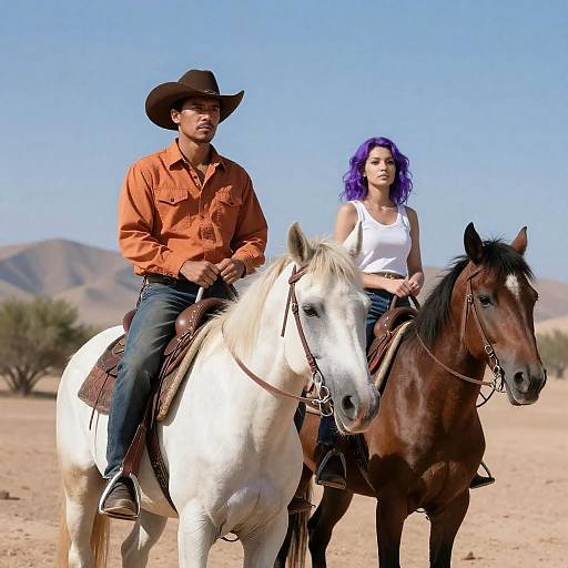 Desert Horseback Ride with Vibrant Characters