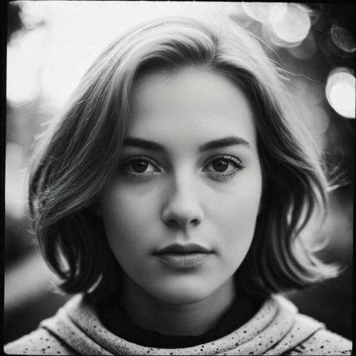 Black and White Portrait of Young Woman with Soft-Focus Effect