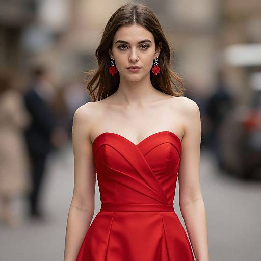 Elegant Red Strapless Prom Dress