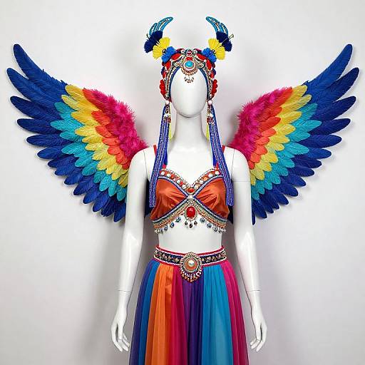 Colorful Winged Mannequin Outfit