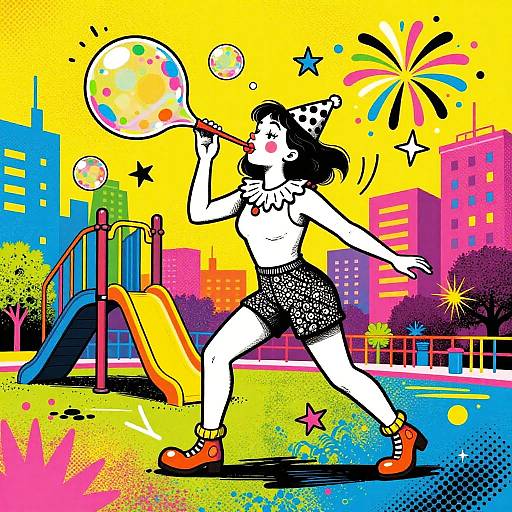 Vibrant Street Art Woman Clown Mural