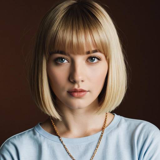 Realistic Portrait of a Girl with Blonde Bob