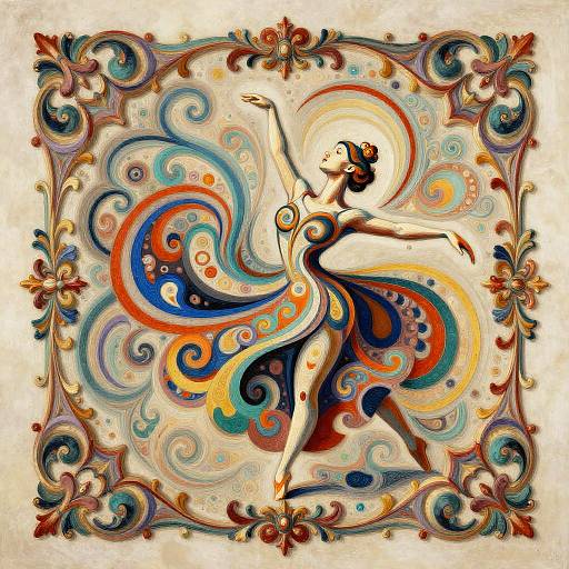 Abstract Baroque Dancer with Ornamental Details