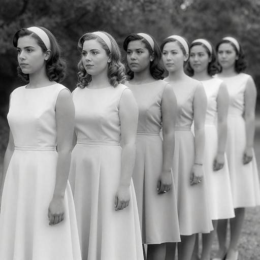 Vintage Black-and-White Six Women Portrait