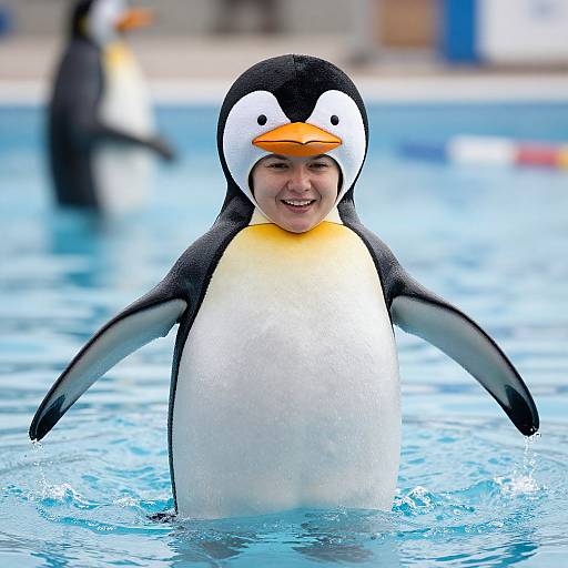 Whimsical Woman in Penguin Hat