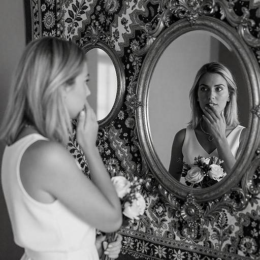 Elegant Reflection of Two Women in B&W
