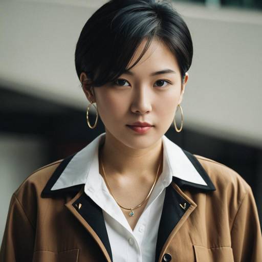 Asian Woman in Brown Jacket and White Shirt