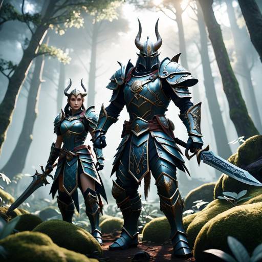 Epic Fantasy Warriors in Enchanted Forest
